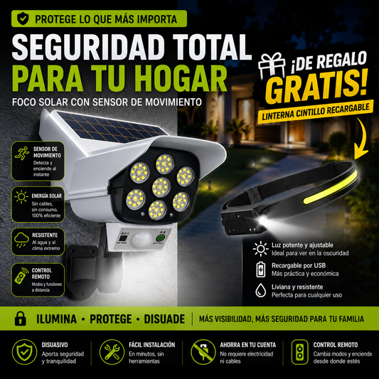 Foco Solar Estilo Cámara de Seguridad